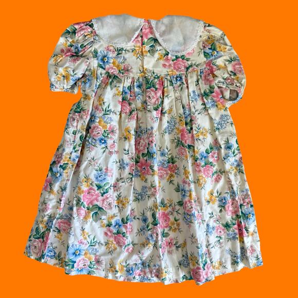 90's vintage lot of 4 floral rosette dresses Girl's Size 5/6 cottage coquette - Picture 5 of 12
